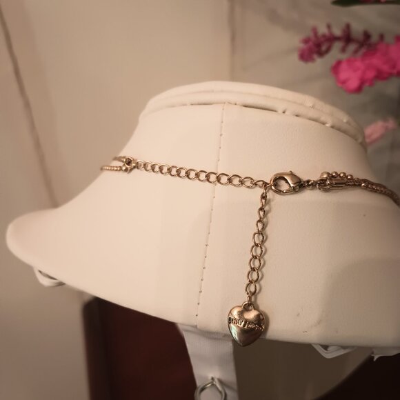 Betsy Johnson Pink Leopard multi strand necklace with faux pearls & charms. - Picture 3 of 3